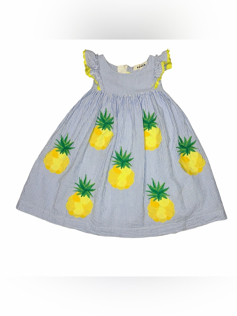 Mini Boden Pineapple Flutter Sleeve Dress
